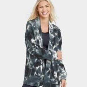 JoyLab French Terry Tie Dye Soft Cozy Open Front Cardigan Women's Size XS